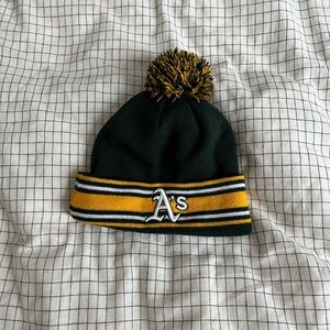 New Era Oakland Athletics Green and Gold Pom Beanie